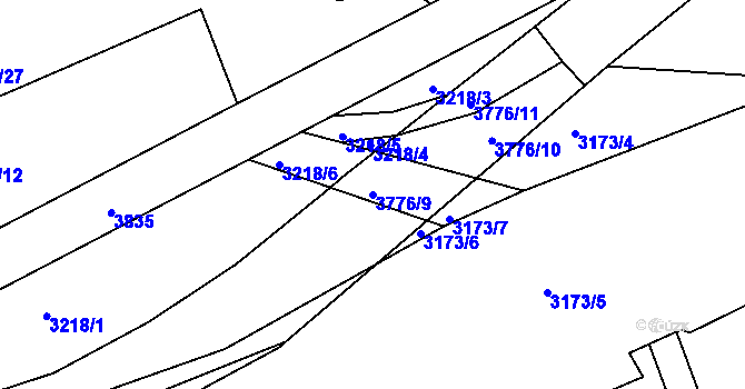 Parcela st. 3776/9 v KÚ Rakovník, Katastrální mapa