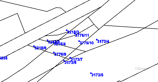 Parcela st. 3776/10 v KÚ Rakovník, Katastrální mapa