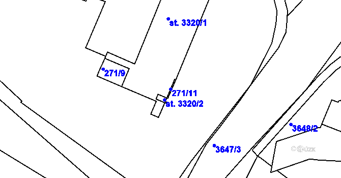 Parcela st. 271/11 v KÚ Rakovník, Katastrální mapa