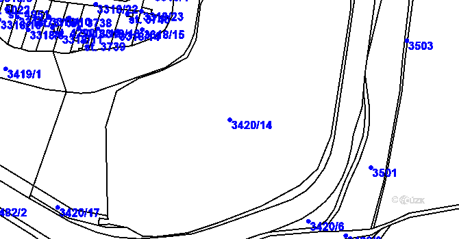 Parcela st. 3420/14 v KÚ Rakovník, Katastrální mapa