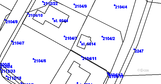 Parcela st. 5814 v KÚ Rakovník, Katastrální mapa