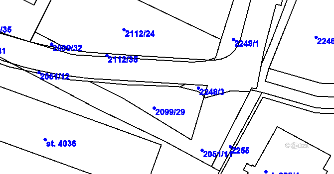 Parcela st. 2112/9 v KÚ Rakovník, Katastrální mapa