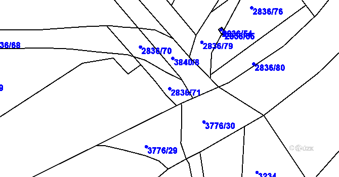 Parcela st. 2836/71 v KÚ Rakovník, Katastrální mapa