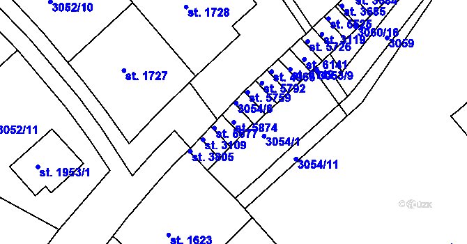 Parcela st. 5874 v KÚ Rakovník, Katastrální mapa