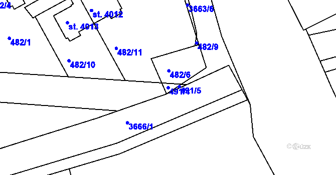 Parcela st. 491/4 v KÚ Rakovník, Katastrální mapa