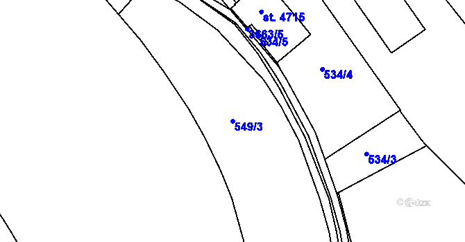 Parcela st. 549/3 v KÚ Rakovník, Katastrální mapa