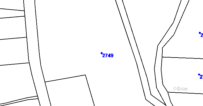 Parcela st. 2749 v KÚ Rakovník, Katastrální mapa