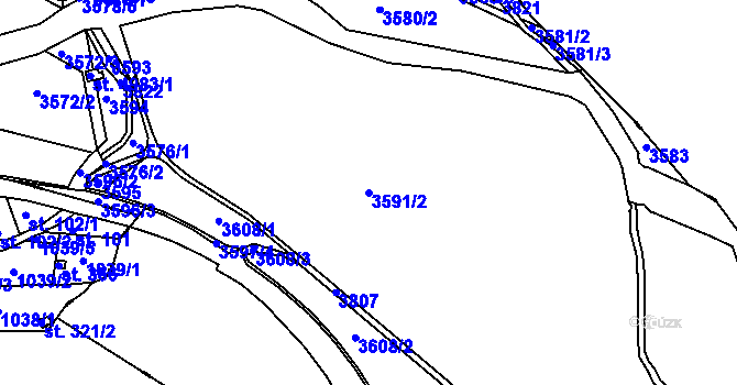 Parcela st. 3591/2 v KÚ Rakovník, Katastrální mapa