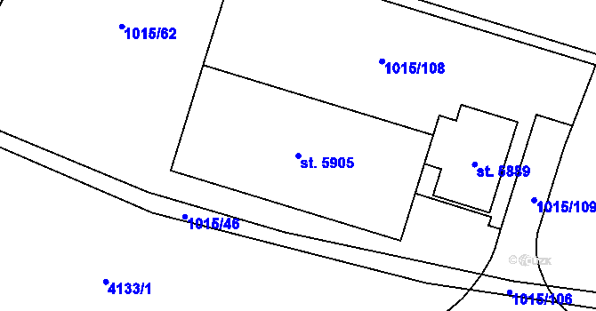Parcela st. 5905 v KÚ Rakovník, Katastrální mapa