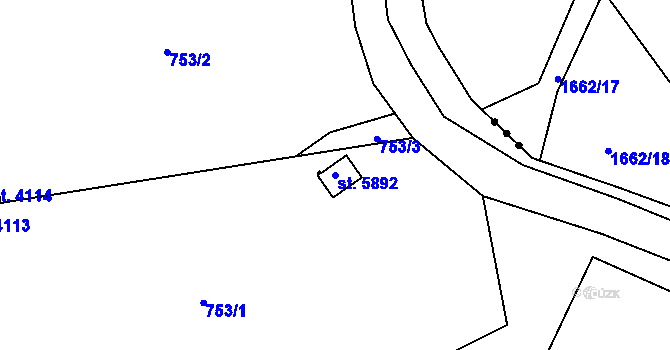 Parcela st. 5892 v KÚ Rakovník, Katastrální mapa