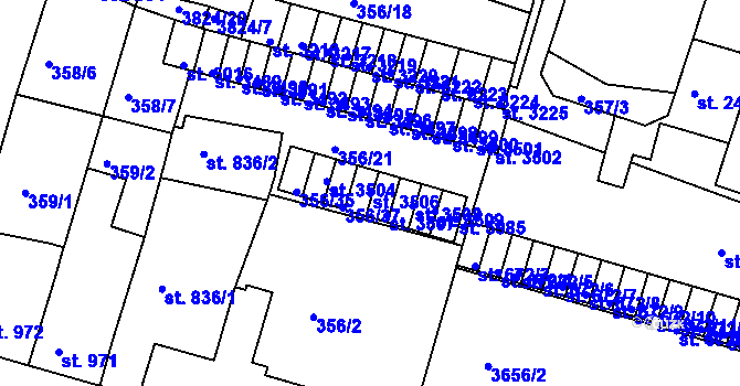 Parcela st. 3506 v KÚ Rakovník, Katastrální mapa