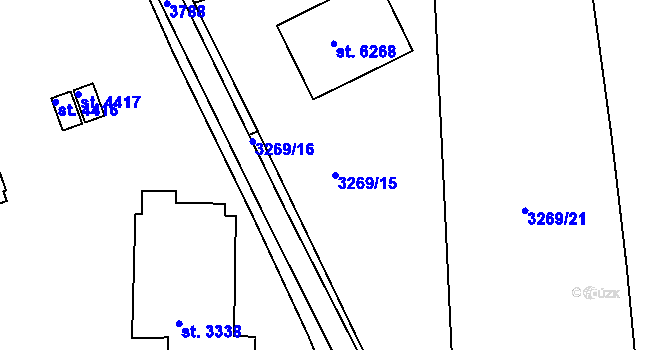 Parcela st. 3269/15 v KÚ Rakovník, Katastrální mapa