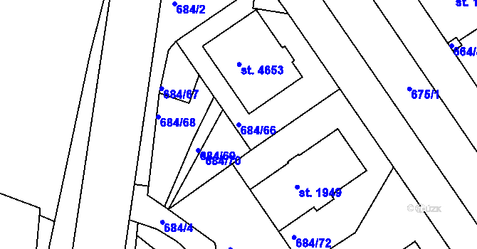 Parcela st. 684/66 v KÚ Rakovník, Katastrální mapa