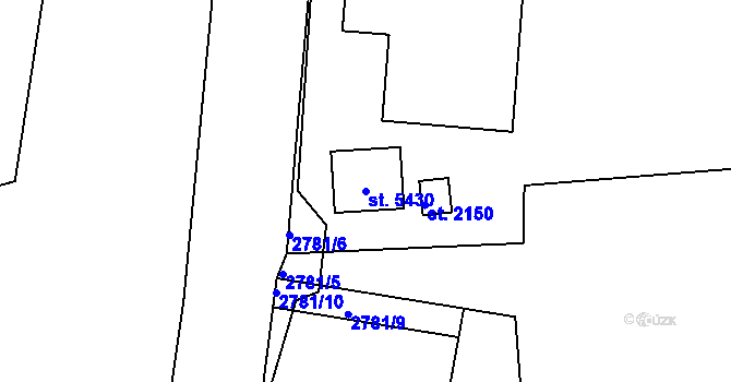 Parcela st. 5430 v KÚ Rakovník, Katastrální mapa