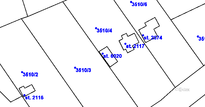 Parcela st. 6020 v KÚ Rakovník, Katastrální mapa