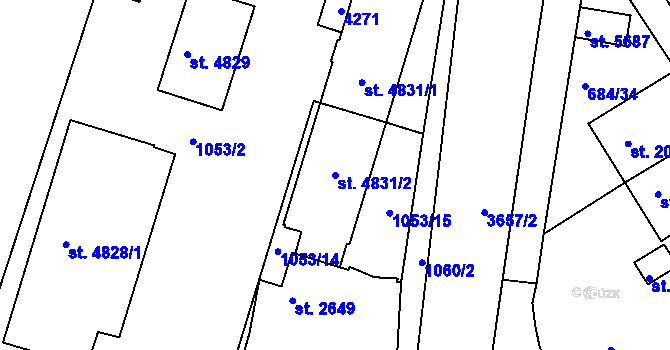 Parcela st. 4831/2 v KÚ Rakovník, Katastrální mapa
