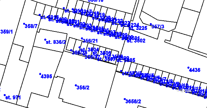 Parcela st. 3508 v KÚ Rakovník, Katastrální mapa