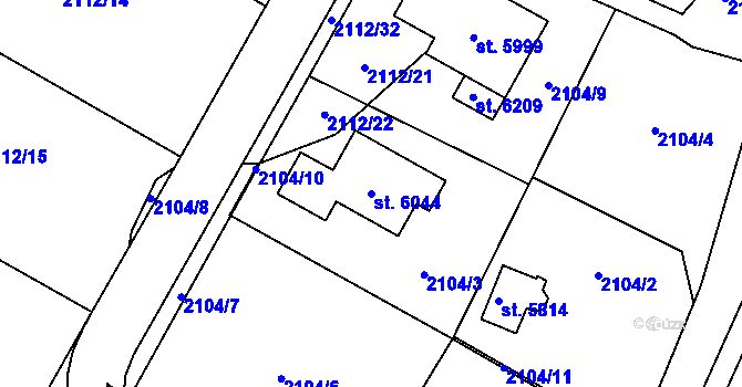 Parcela st. 6044 v KÚ Rakovník, Katastrální mapa