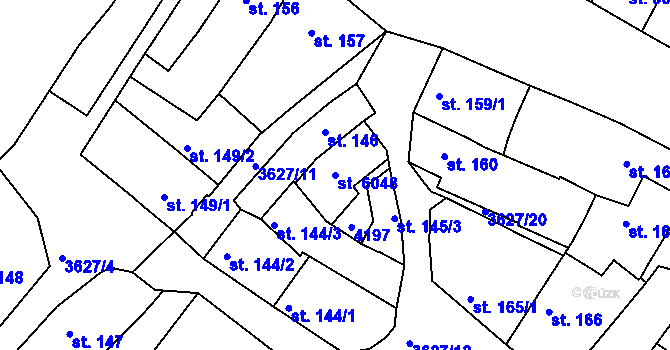 Parcela st. 6048 v KÚ Rakovník, Katastrální mapa