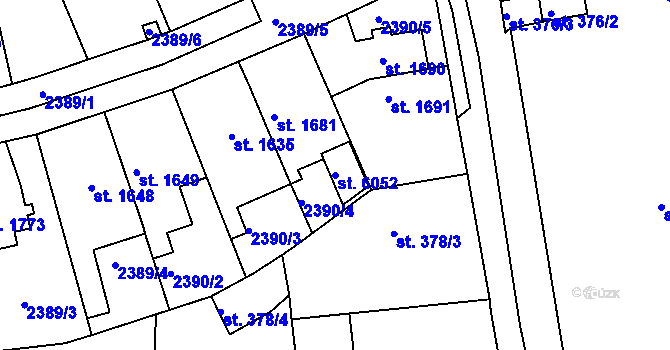 Parcela st. 6052 v KÚ Rakovník, Katastrální mapa