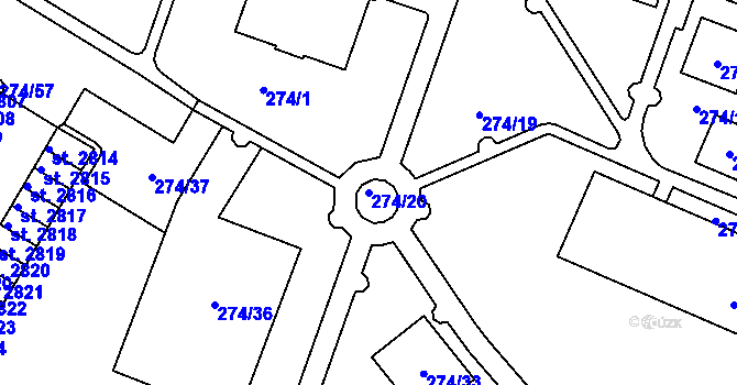 Parcela st. 274/20 v KÚ Rakovník, Katastrální mapa