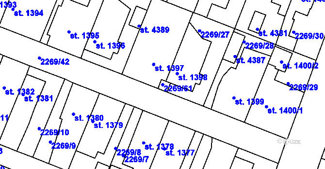 Parcela st. 2269/61 v KÚ Rakovník, Katastrální mapa