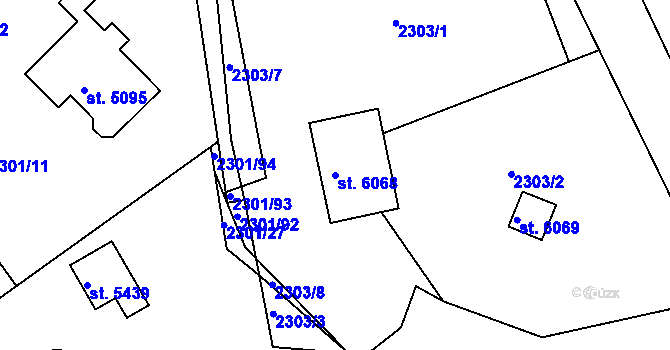 Parcela st. 6068 v KÚ Rakovník, Katastrální mapa