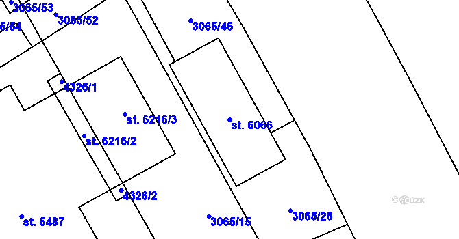 Parcela st. 6066 v KÚ Rakovník, Katastrální mapa