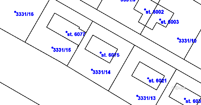 Parcela st. 6075 v KÚ Rakovník, Katastrální mapa