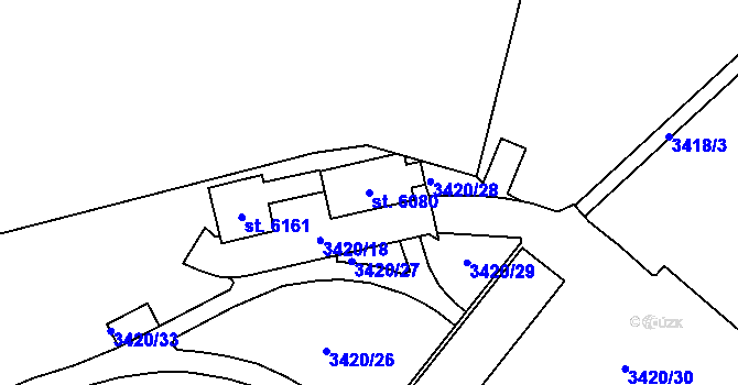 Parcela st. 6080 v KÚ Rakovník, Katastrální mapa