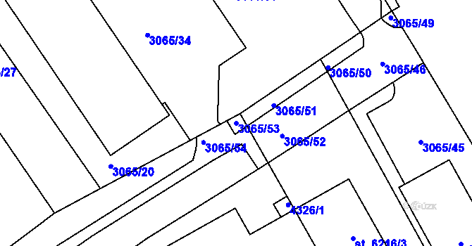 Parcela st. 3065/53 v KÚ Rakovník, Katastrální mapa