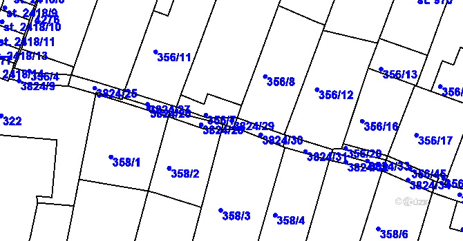 Parcela st. 3824/29 v KÚ Rakovník, Katastrální mapa