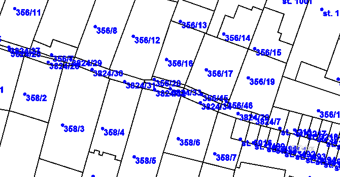 Parcela st. 3824/33 v KÚ Rakovník, Katastrální mapa