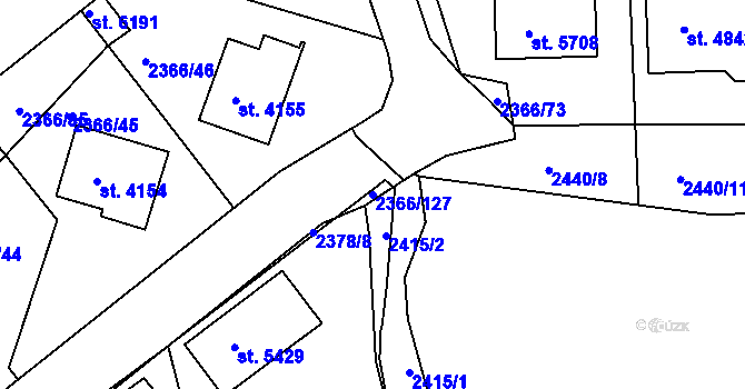 Parcela st. 2366/127 v KÚ Rakovník, Katastrální mapa