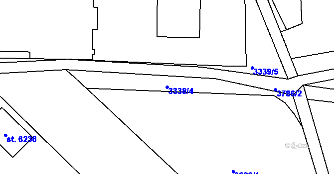 Parcela st. 3338/4 v KÚ Rakovník, Katastrální mapa