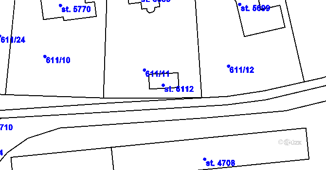 Parcela st. 6112 v KÚ Rakovník, Katastrální mapa