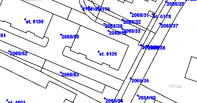 Parcela st. 6126 v KÚ Rakovník, Katastrální mapa
