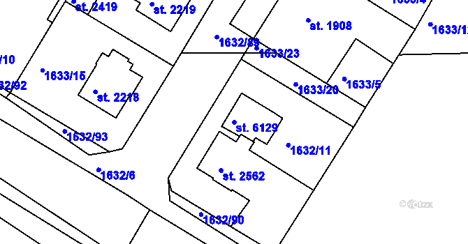 Parcela st. 6129 v KÚ Rakovník, Katastrální mapa