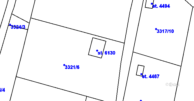 Parcela st. 6130 v KÚ Rakovník, Katastrální mapa