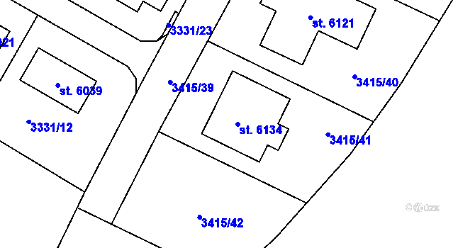 Parcela st. 6134 v KÚ Rakovník, Katastrální mapa