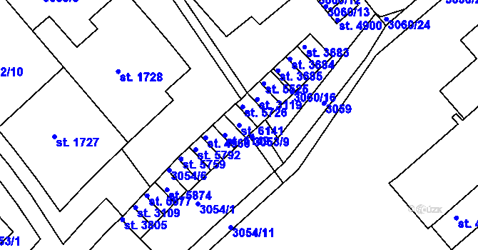 Parcela st. 6141 v KÚ Rakovník, Katastrální mapa