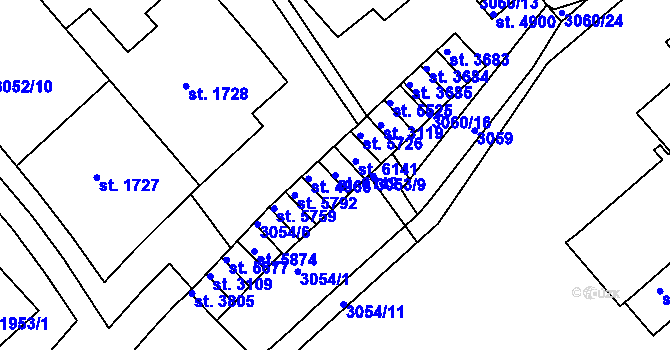 Parcela st. 6149 v KÚ Rakovník, Katastrální mapa