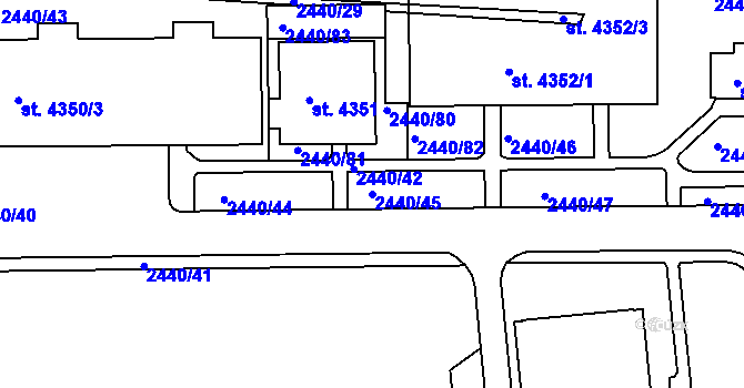 Parcela st. 2440/45 v KÚ Rakovník, Katastrální mapa