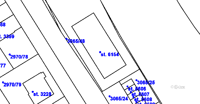 Parcela st. 6154 v KÚ Rakovník, Katastrální mapa