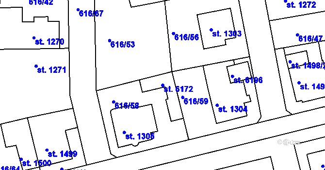Parcela st. 6172 v KÚ Rakovník, Katastrální mapa