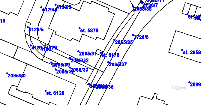 Parcela st. 6178 v KÚ Rakovník, Katastrální mapa