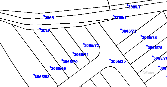 Parcela st. 3065/72 v KÚ Rakovník, Katastrální mapa