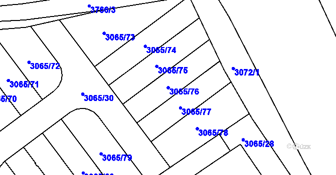 Parcela st. 3065/76 v KÚ Rakovník, Katastrální mapa