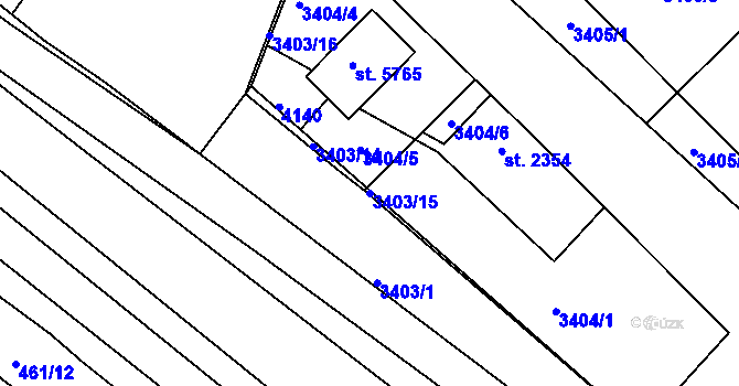Parcela st. 3403/15 v KÚ Rakovník, Katastrální mapa