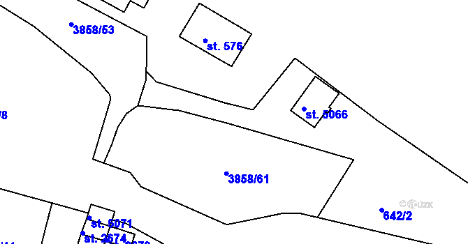 Parcela st. 3858/65 v KÚ Rakovník, Katastrální mapa